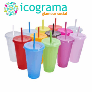 Vasos con popote pack 50