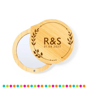 Espejo con tapa giratoria imantada de Bambú